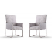 Manhattan Comfort 2-DC029-GY Element Grey Velvet Dining Armchair (Set of 2)